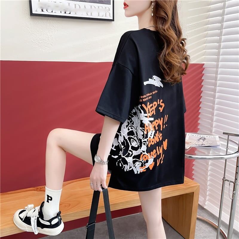 スタイリッシュ 切り替え 一目惚れ プリント Tシャツ カットソー＜S-3584＞