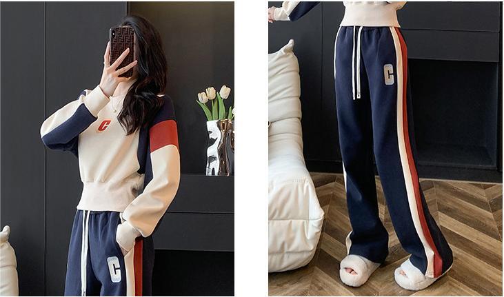 人気爆発 ロングパンツ 長袖スウェットXカジュアル 裏起毛セットアップ二色あり＜S-4226＞