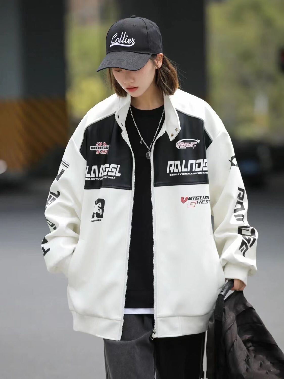 カジュアル 2色選択 切り替え 厚みパッド入り レザー男女兼用 ジャケット <S-10494>