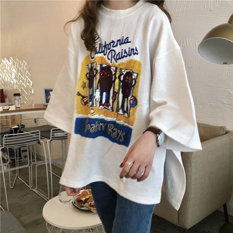 合わせやすい 切り替え 美人度アップ プリント Tシャツ カットソー＜S-3447＞