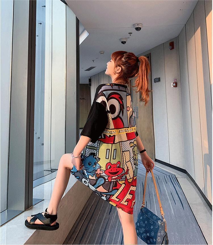 大人気ロング丈Tシャツワンピース  2色 ＜S-1160＞