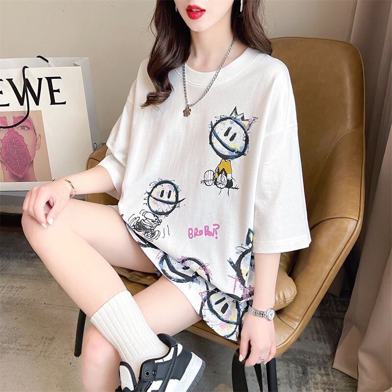 新商品 大人可愛い 大活躍 カジュアル キュートプリント 全2色 半袖Tシャツ＜S-8595＞