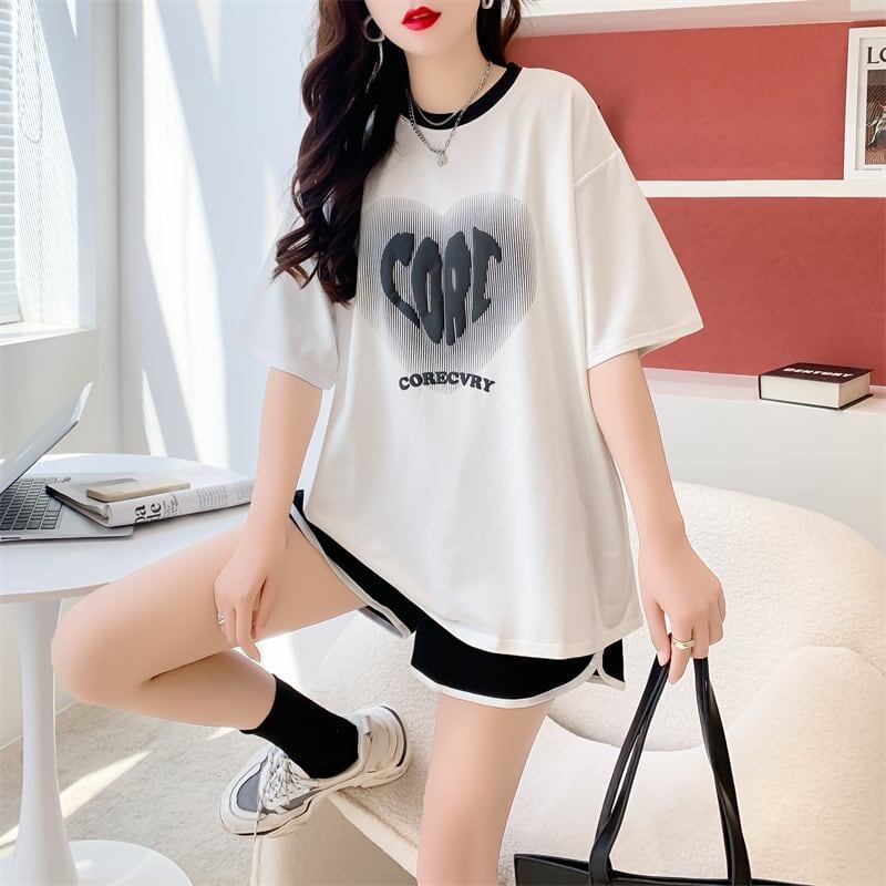 スタイリッシュ 切り替え 一目惚れ Tシャツ＋ショートパンツ セットアップ＜S-3614＞