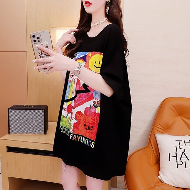 スタイリッシュ 切り替え 一目惚れ プリント Tシャツ カットソー＜S-3531＞