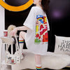 スタイリッシュ 切り替え 一目惚れ プリント Tシャツ カットソー＜S-3531＞
