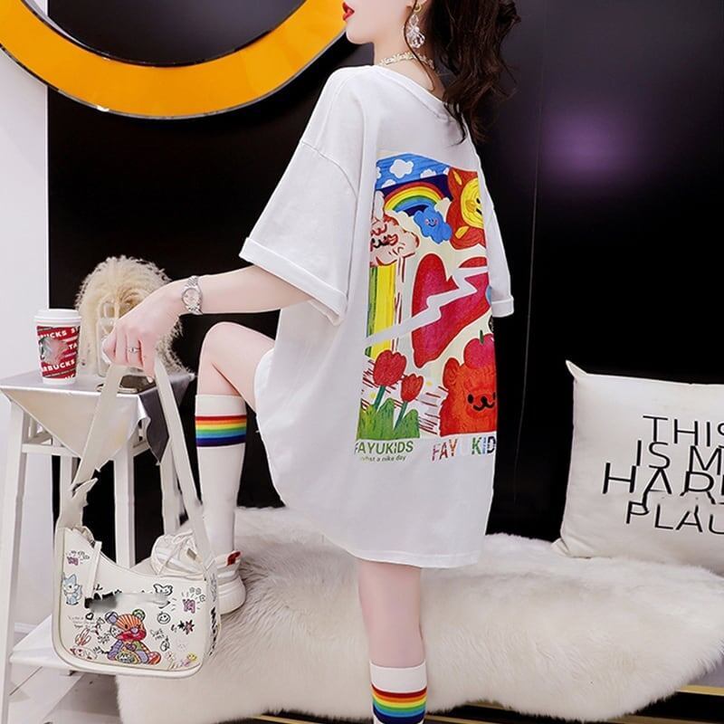 スタイリッシュ 切り替え 一目惚れ プリント Tシャツ カットソー＜S-3531＞