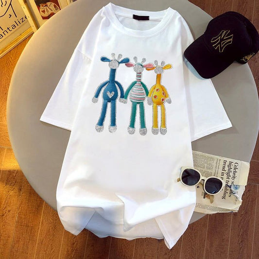 活躍する優秀アイテム ホットダイヤモンド 高見えデザイン 全2色 半袖Tシャツ<S-9250>