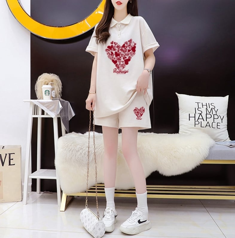 売り切れ必至 シンプル 清涼感たっぷり 半袖Tシャツ＋パンツ セットアップ＜S-8195＞