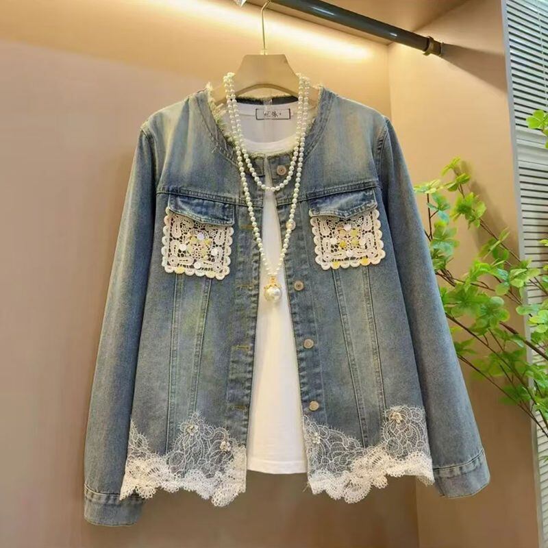【人気商品再入荷】好感度UP 着心地良い 絶対欲しい レイヤード風 デニム 切り替え ジャケットゆったりコート<S-11061>
