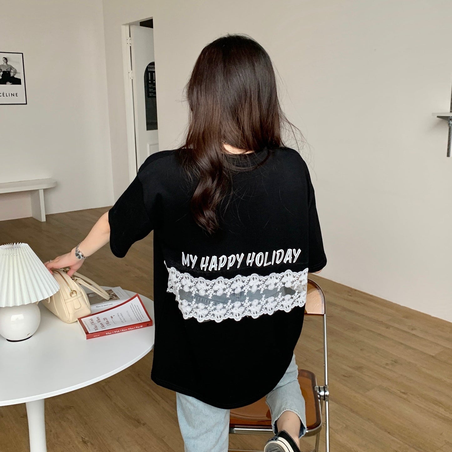 デザイン感 切り替え チャーミング プリント Tシャツ カットソー＜S-3538＞