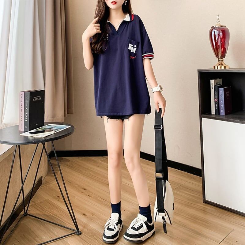 オシャレ度満点 切り替え カジュアル プリント Tシャツ カットソー＜S-3593＞