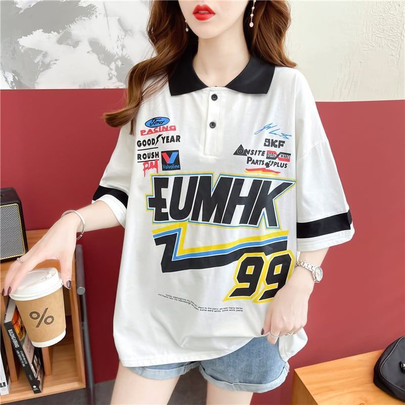 着心地抜群 切り替え 女性力を高める プリント Tシャツ カットソー＜S-3524＞