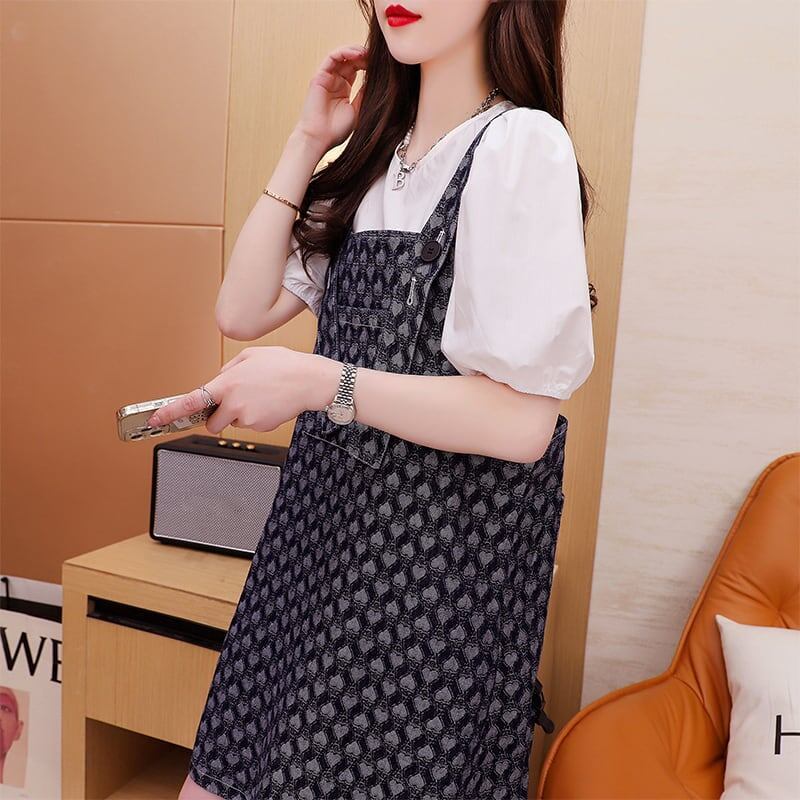 好感度満載 Tシャツ＋サロペットスカート 美感いっぱい セットアップ＜S-3210＞