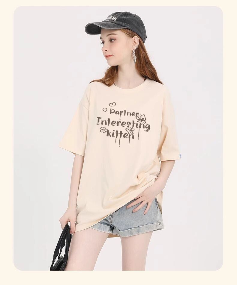 おすすめ 感満々 柔らかくて優しい印象 タイルアップ プリント 4色選択 半袖Tシャツ＜S-9317＞