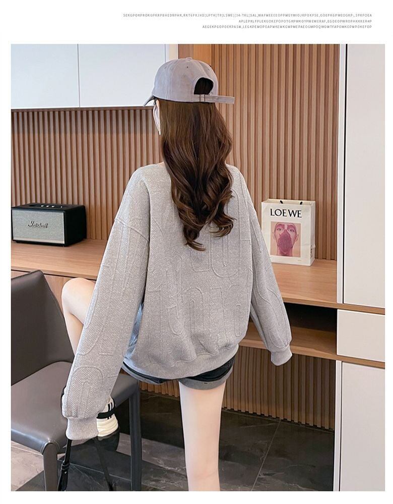 女子マスト  レイヤード風 熊柄ロゴゆったり厚手スウェット全3色トップス<S-4614>