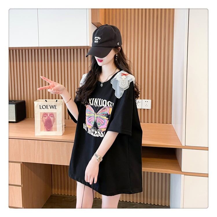 話題沸騰中 プリント ロゴ ゆったり 3色半袖Tシャツ＜S-8316＞