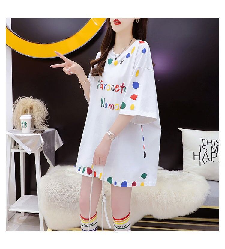 売り切れ必至 プリント ファッション 切り替え 全2色 半袖Tシャツ＜S-8623＞