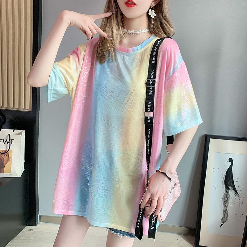 超人気 特別デザイン 着回し力抜群 プリント 2色選択 半袖Tシャツ＜S-8592＞