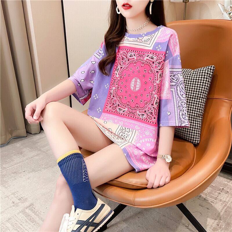 超人気商品 半袖 ラウンドネック 切り替え Tシャツ ワンピース ＜S-8637＞