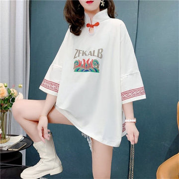 個性的なデザイン 切り替え 一目惚れ プリント Tシャツ カットソー＜S-3536＞