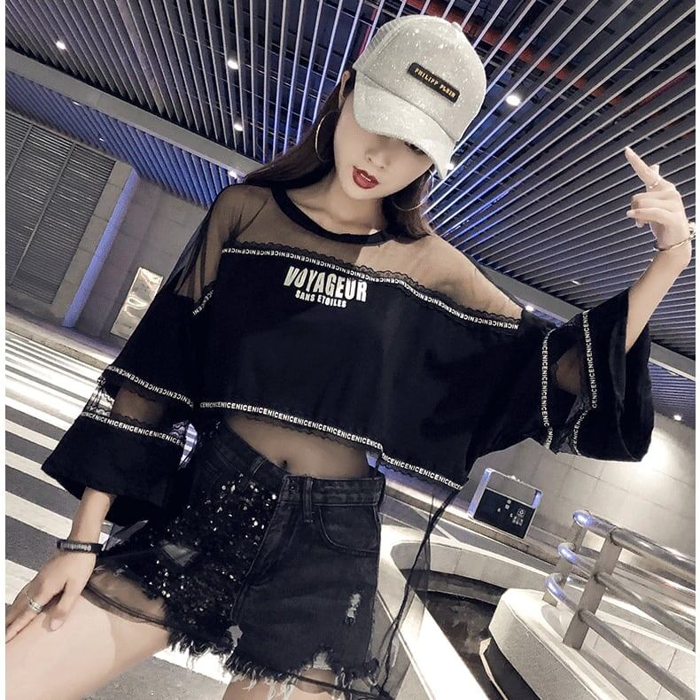 話題沸騰中 レイヤード風 アバンギャルド プリントTシャツ ゆったり半袖＜S-8102＞