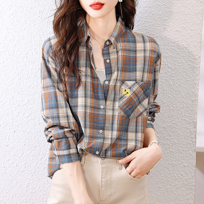 超人気 オシャレ 都市ファッショ デザイン チェック柄 切り替え Tシャツ ＜S-9514＞