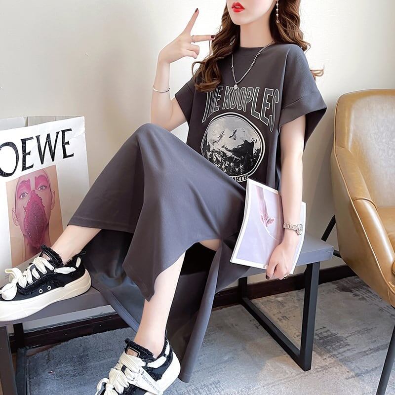 好感度満載 プリント 美感いっぱい Tシャツ カットソー ワンピース＜S-3599＞