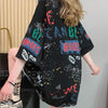 スタイリッシュ 切り替え 一目惚れ プリント Tシャツ カットソー＜S-3540＞