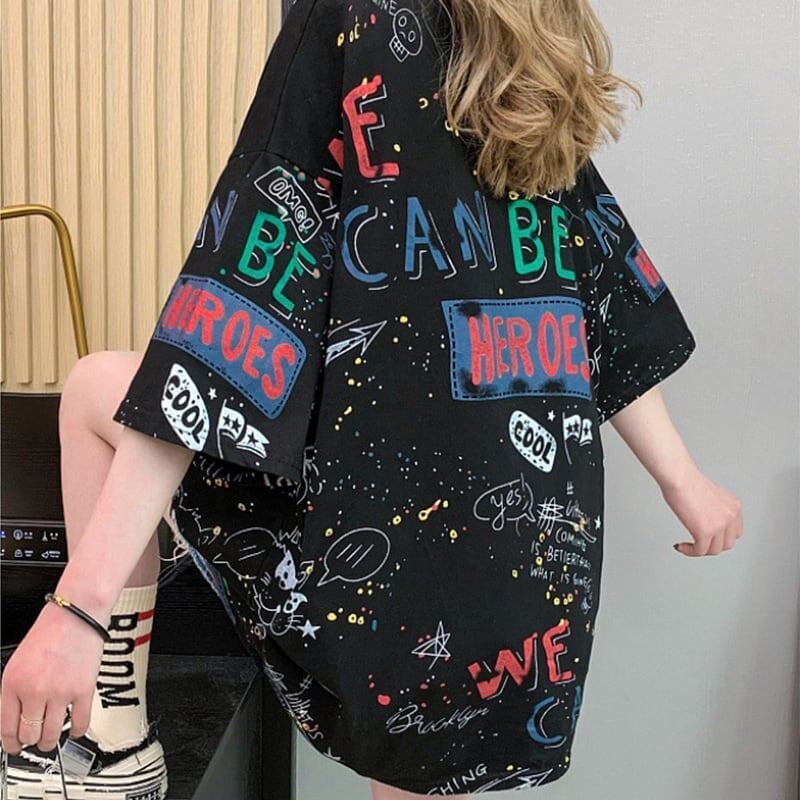 スタイリッシュ 切り替え 一目惚れ プリント Tシャツ カットソー＜S-3540＞