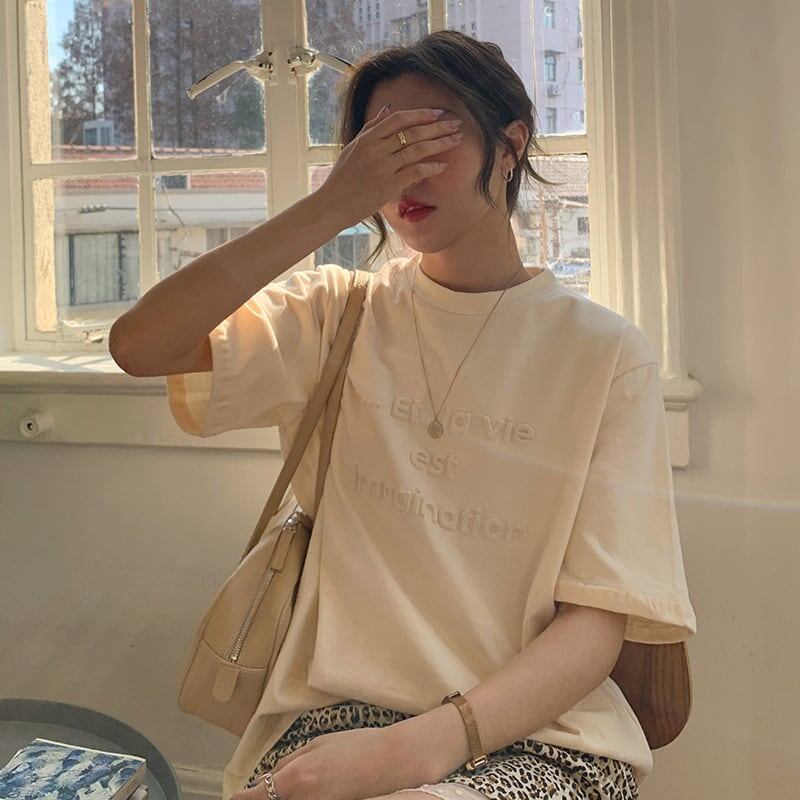 着心地抜群 アルファベット 女性力を高める Tシャツ カットソー＜S-3294＞