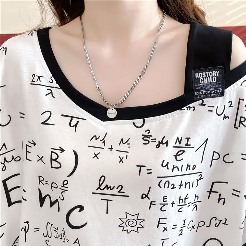 着心地抜群 切り替え 女性力を高める プリント Tシャツ カットソー＜S-3572＞