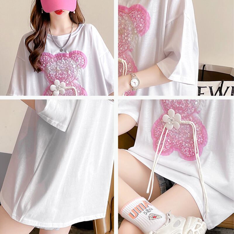 着心地抜群 切り替え 女性力を高める プリント Tシャツ カットソー＜S-3405＞
