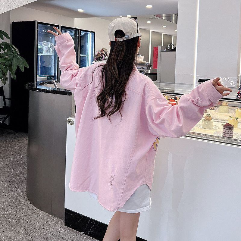 売り切れ必至 韓国風ファッション 上質 アバンギャルド プリント デニム Tシャツ ＜S-9479＞