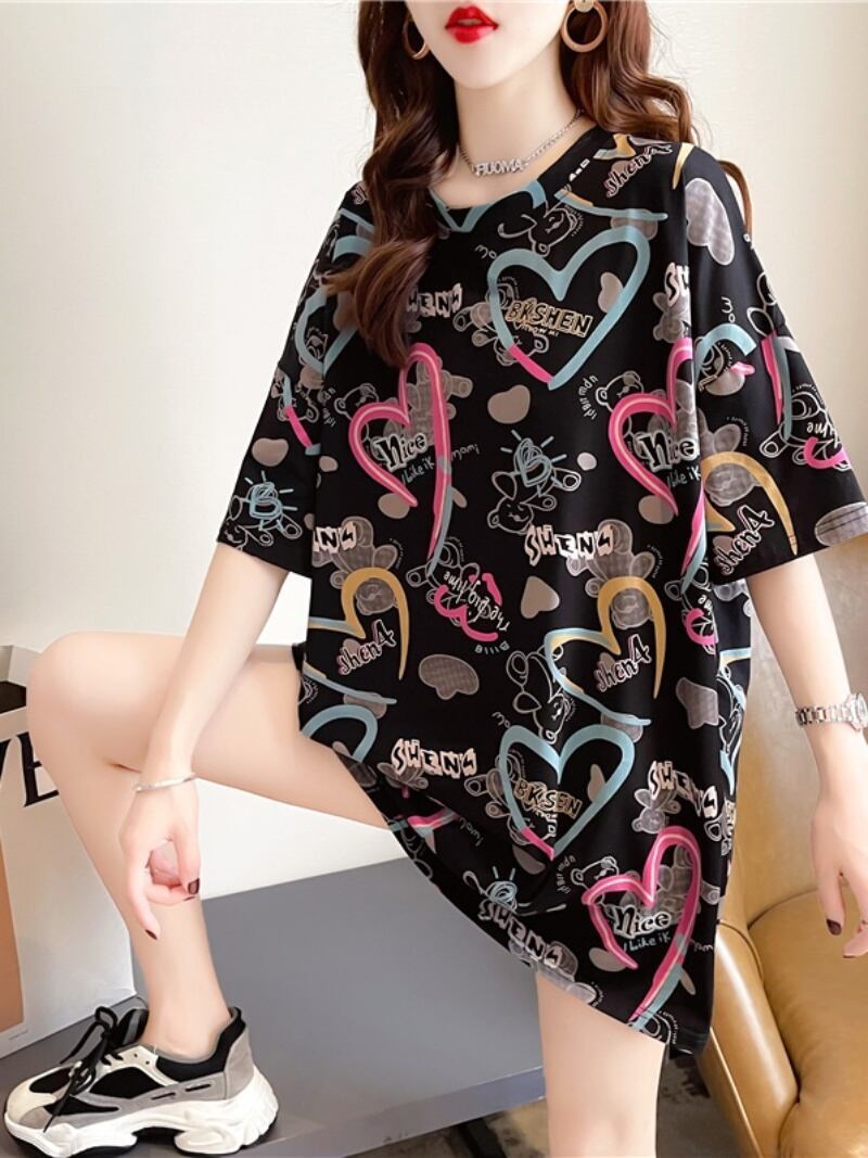 新商品 カジュアル 個性派 プリント ゆったり 半袖Tシャツ＜S-8534＞