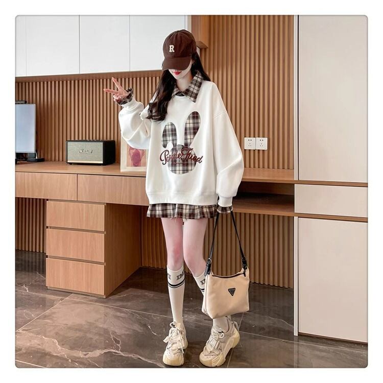 大活躍 カジュアル 大人可愛い レイヤード風 全3色 パーカー＜S-9592＞