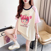 女子マスト ラグランTシャツ カラーマッチング ライトパープル アルファベットプリント半袖 ＜S-2974＞