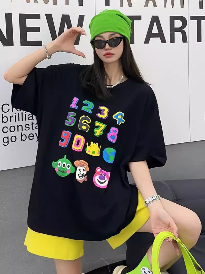 売り切れ必至 プリント三色 個性派 ゆったり 半袖Tシャツ ＜S-8462＞