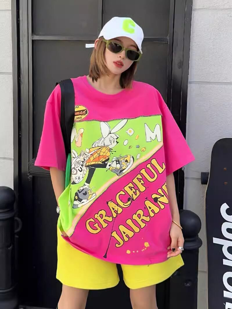 着回し力抜群 ファッション 個性派 レース プリント全3色 半袖Tシャツ<S-8981>