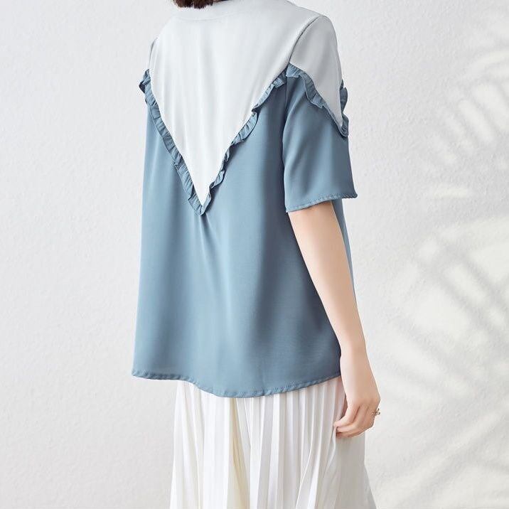 【半額！期間限定！！】 ファッション 定番シンプル 上質 シフォン 半袖<S-6595>