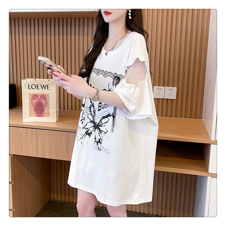 話題沸騰中 切り替え スウィートプリント 全2色 半袖Tシャツ ＜S-8652＞