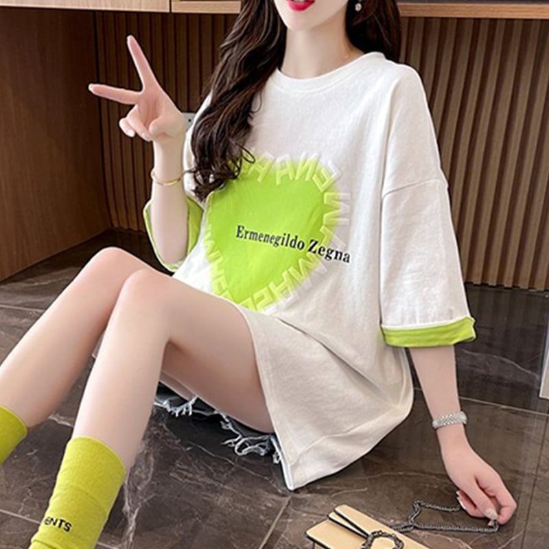 オシャレ度満点 ラウンドネック 美感いっぱい プリント Tシャツ カットソー＜S-2911＞