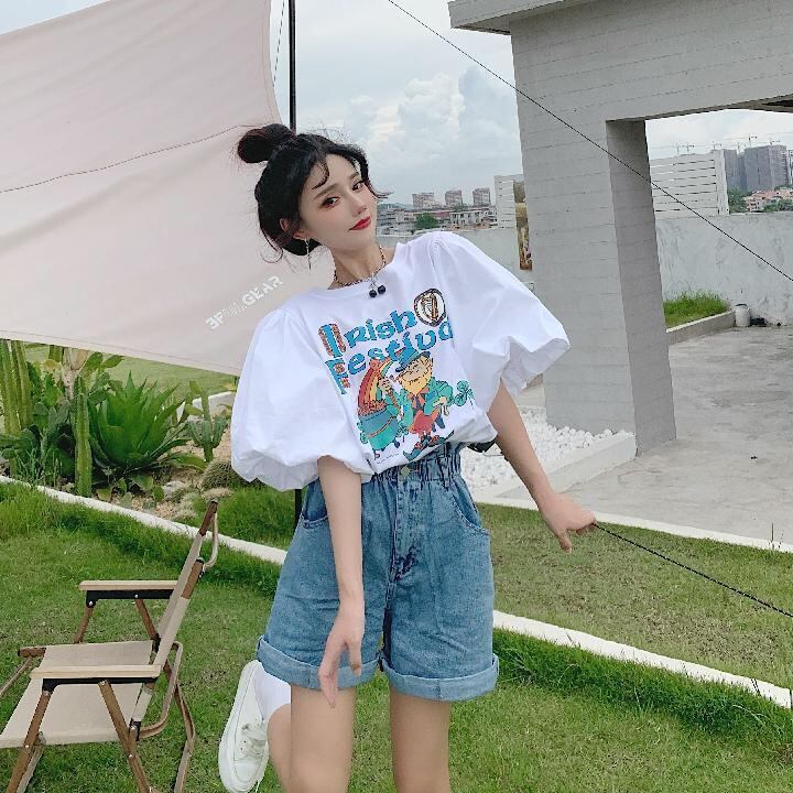 キュート プリント ファッション ゆったり 全4色 半袖 Tシャツ＜S-11521＞
