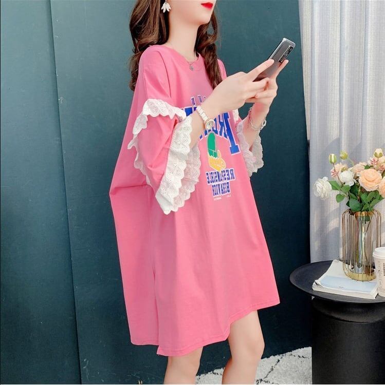 コットンレーストリム半袖Tシャツ<S-3028>