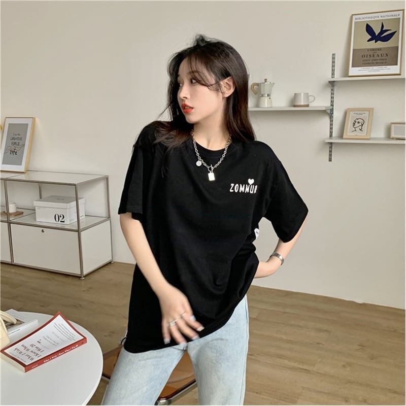 デザイン感 切り替え チャーミング プリント Tシャツ カットソー＜S-3538＞