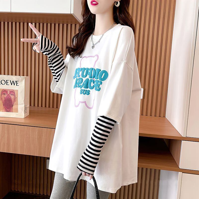 絶対流行 カジュアル アバンギャルド レイヤード風 プリント全3色 Tシャツ＜S-9587＞