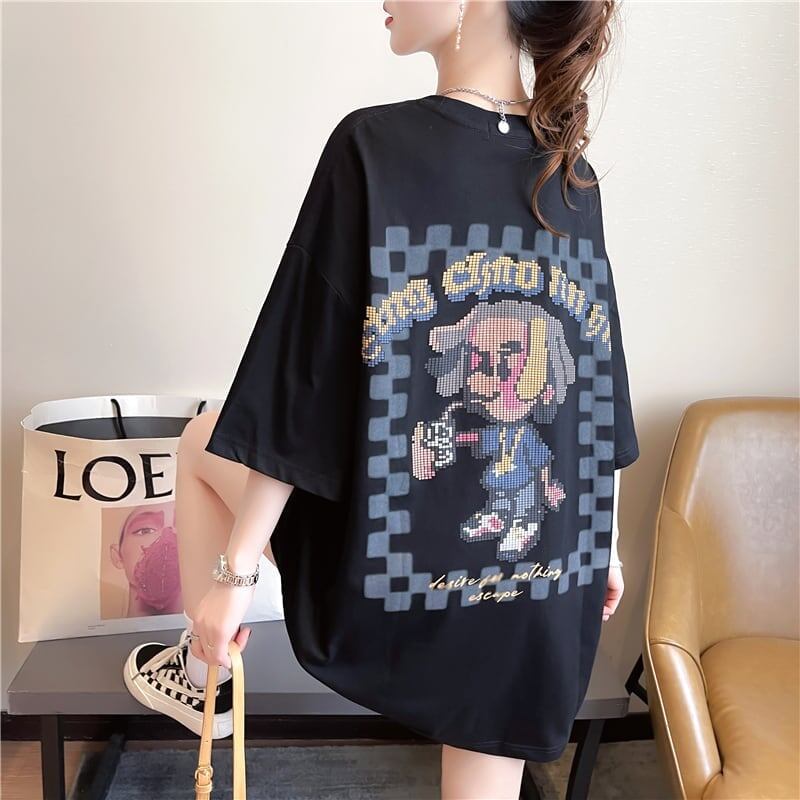 ゆったり感アップ 切り替え オシャレ度満点 プリント Tシャツ カットソー＜S-3478＞