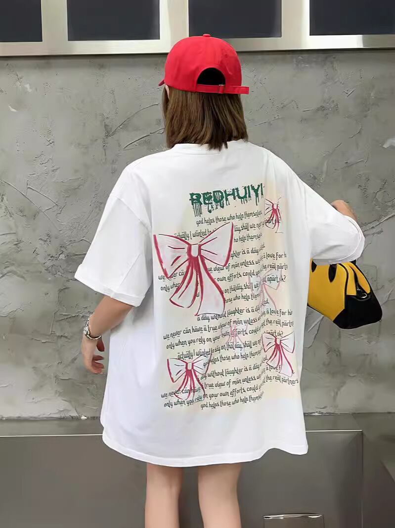 個性的なデザイン プリント ラウンドネック 半袖 Tシャツ カットソー＜S-8273＞