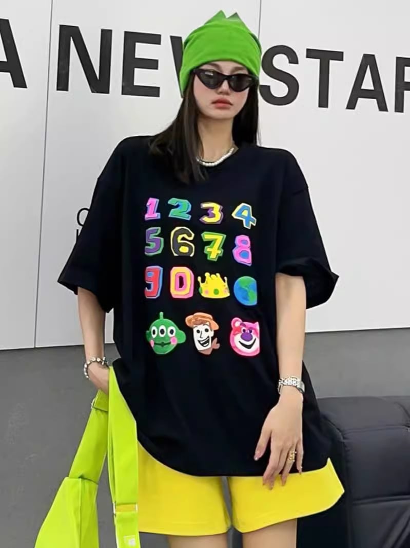 売り切れ必至 プリント三色 個性派 ゆったり 半袖Tシャツ ＜S-8462＞