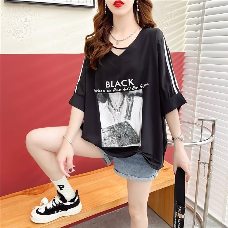 デザイン感 プリント チャーミング Tシャツ カットソー＜S-3476＞