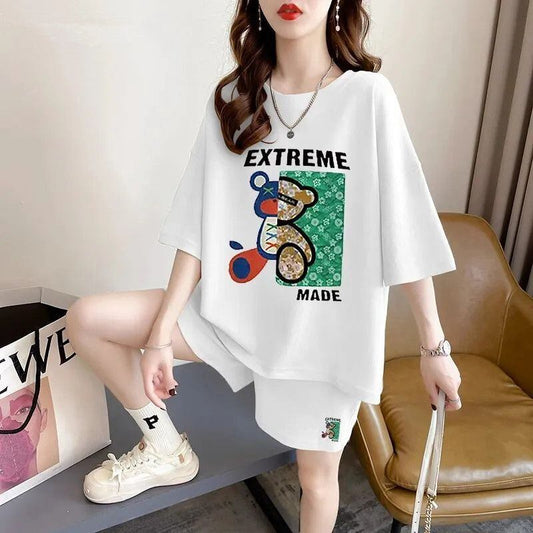 真夏も快適 全4色 軽くて涼しくて可愛い！カジュアル 半袖 Tシャツ ショートパンツ セットアップ ＜S-9204＞